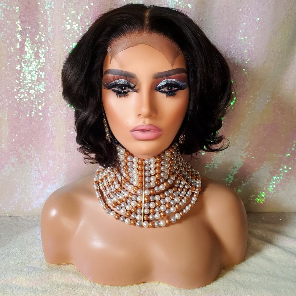 100% Brazilian virgin human hair closure wig